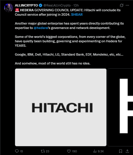 Hedera News Today: Hitachi Governing Council Exit Hedera News Today: Hitachi Governing Council Exit
