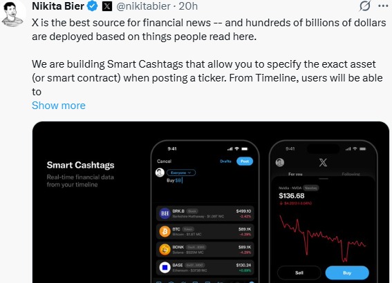 X Smart Cashtags Update