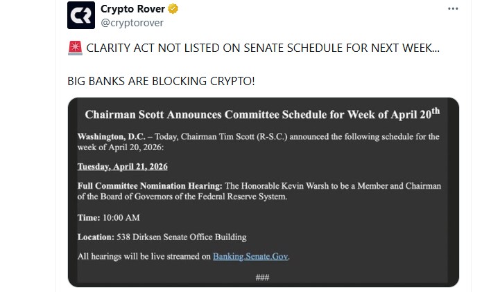 CLARITY Act Is Off Senate Schedule