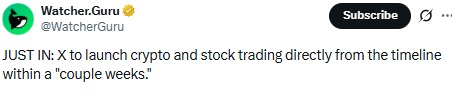 X to launch crypto and stock trading