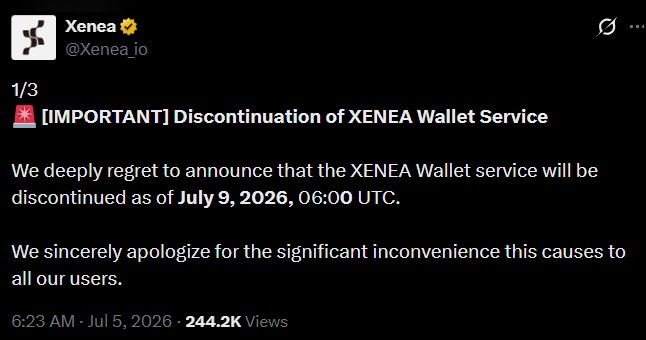 Xenea Wallet Shutdown News Xenea Wallet Shutdown News