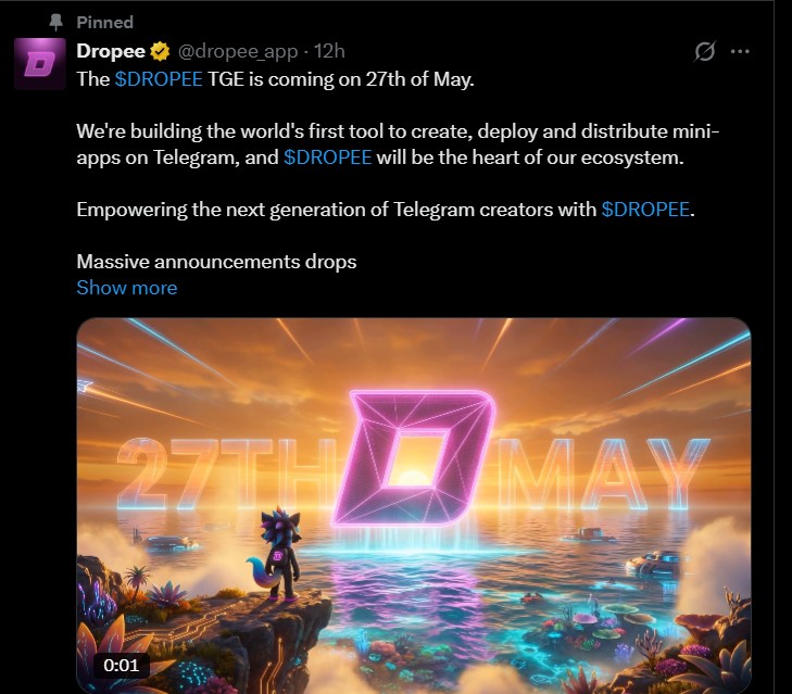 Dropee TGE Countdown and Listing Expectations for 27 May Dropee TGE Countdown and Listing Expectations for 27 May