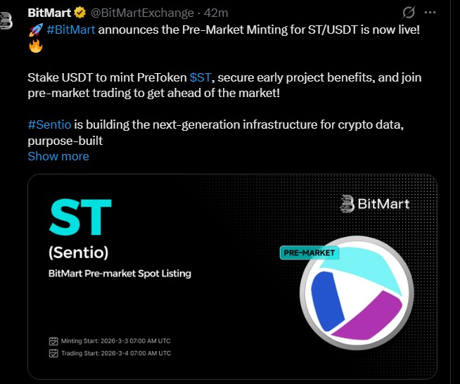 Sentio Premarket Trading on BitMart: Major Dates.