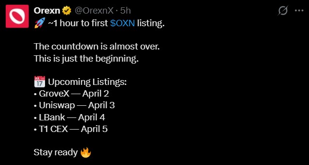Orexn airdrop listing date
