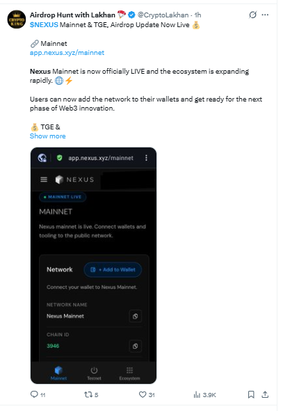 Mexux mainnet is live