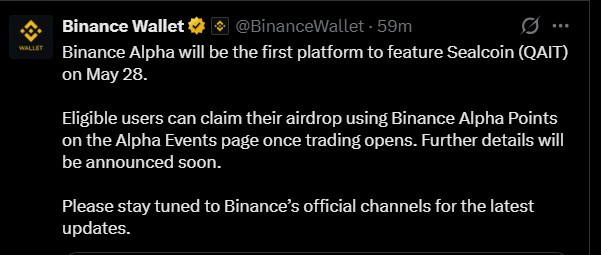 Sealcoin Binance listing