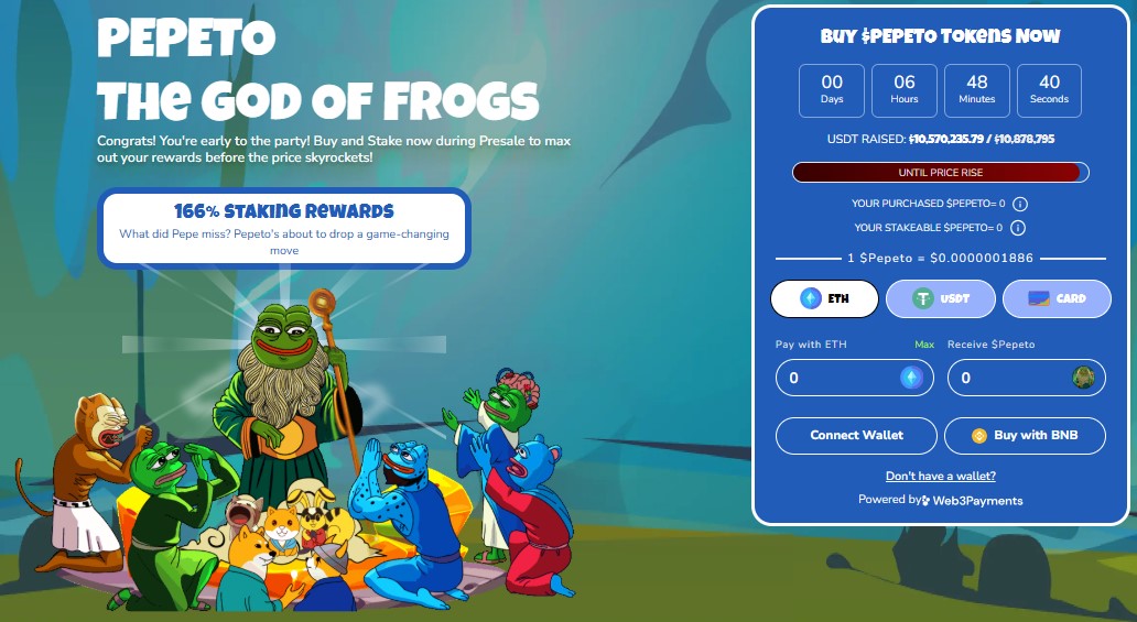 Pepeto live Web Page