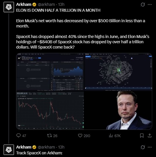 Elon Musk net worth has fallen by more than $500 billion Elon Musk net worth has fallen by more than $500 billion