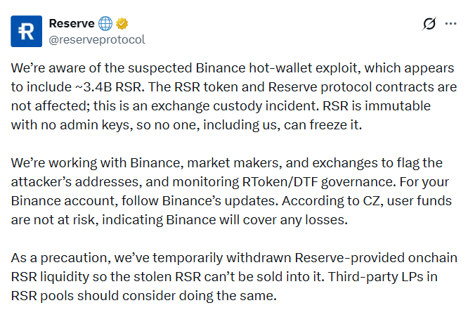 Reserve Post on X