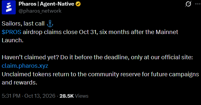 Pharos Network claim deadline nears Pharos Network claim deadline nears