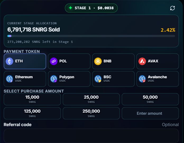 Synergy Network Presale Details 