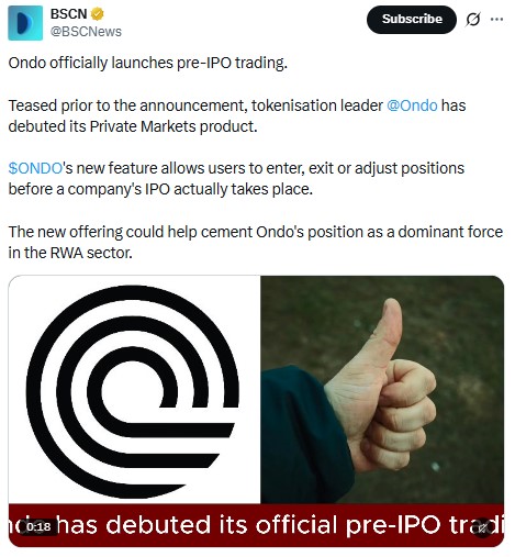 Ondo officially launched pre-IPO trading