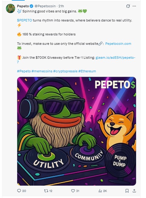 Pepeto social post X account Pepeto social post X account