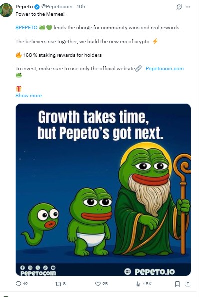 Pepeto On X official tweet 