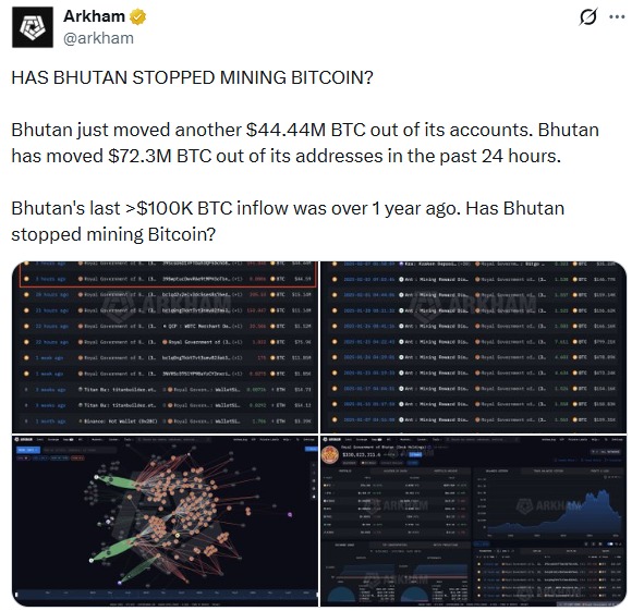 Bhutan government Bitcoin transfer to new wallets and QCP Capital