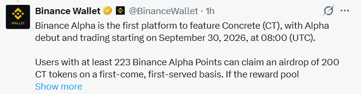 CT Binance airdrop today