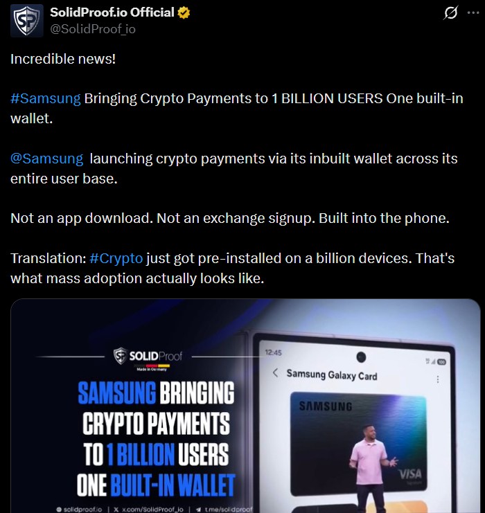 Samsung Wallet Already Supports Crypto Assets