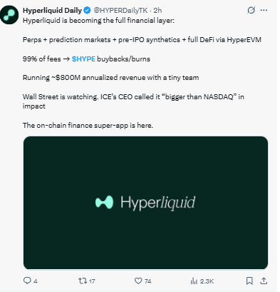 x post by Hyperliquid daily x post by Hyperliquid daily