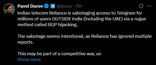 Pavel Accusses Reliance 