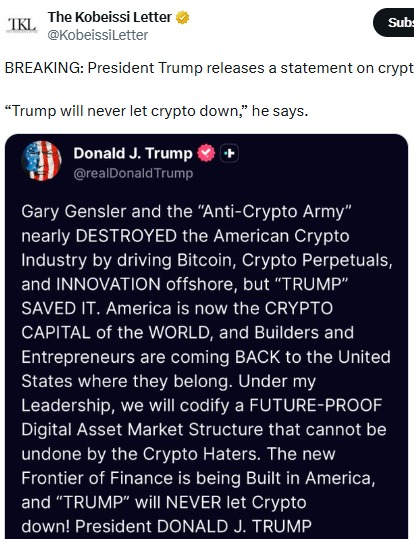 Trump Crypto Statement Targets Gary Trump Crypto Statement Targets Gary