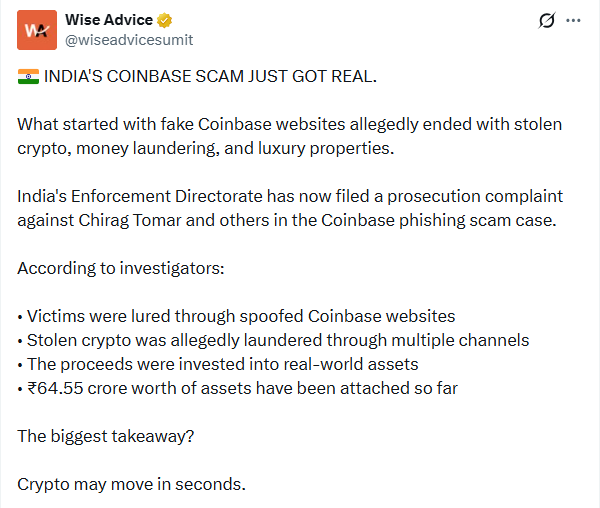 Chirag Tomar Coinbase phishing scam 