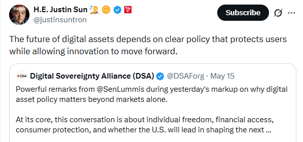Justin Sun Tron X Post