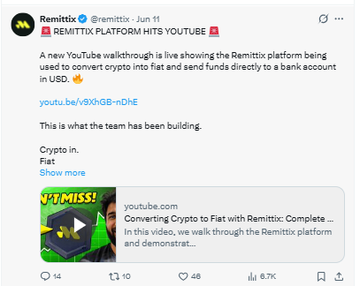 Remittix platform converting crypto to fiat