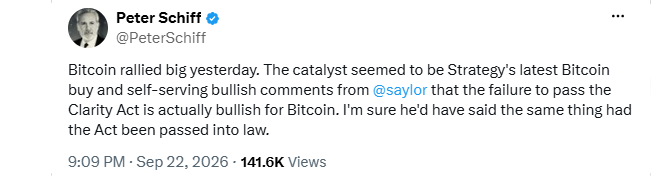 Schiff also linked BTC rally partly to Strategy latest purchase Schiff also linked BTC rally partly to Strategy latest purchase