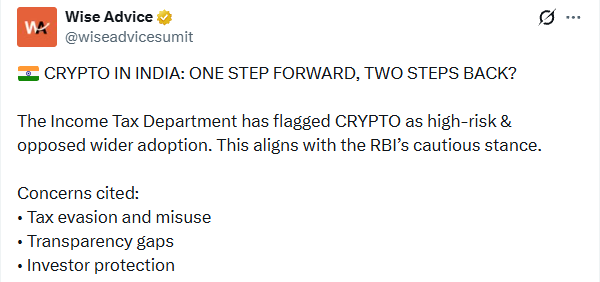 India crypto tax concern by I-T Dept