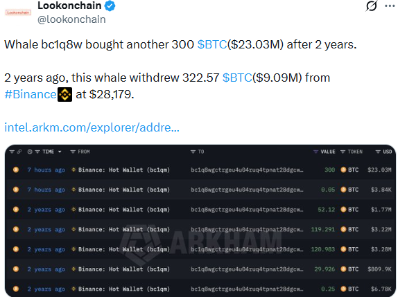 whale accquired bitcoin