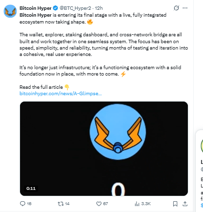 HYPER token presale 32.4M raised Bitcoin Layer 2 listing Q3 2026