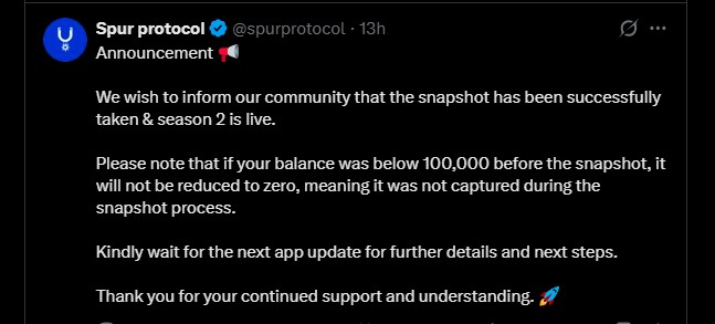 Spur Protocol Airdrop Season 2 Live