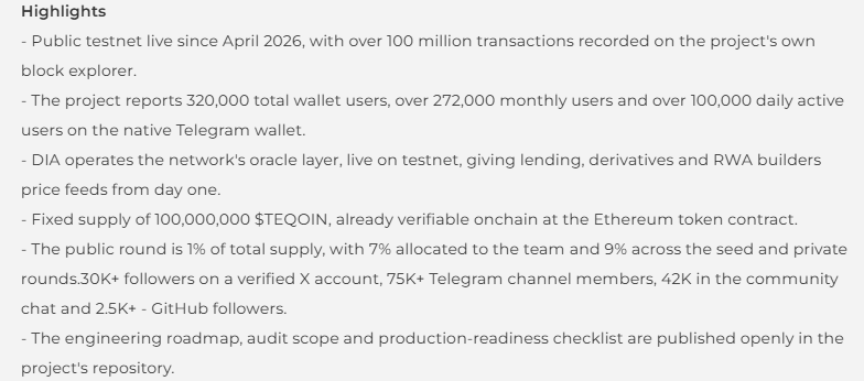 TeQoin Details on launchpad TeQoin Details on launchpad