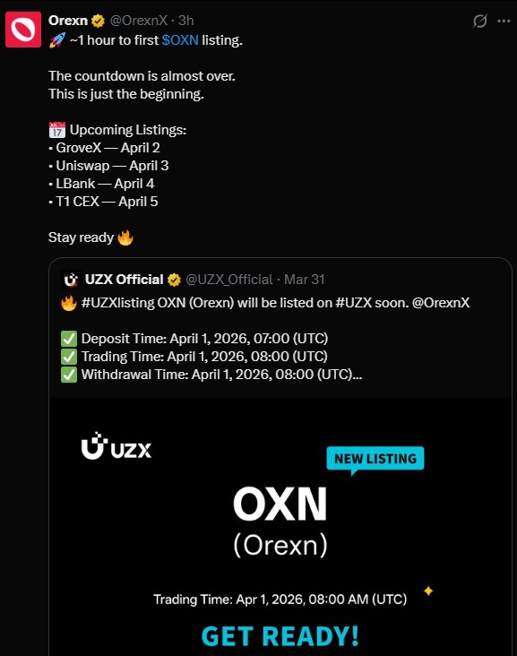 Orexn Listing on X Orexn Listing on X