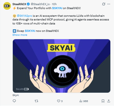 Posted on X StealthEX 
