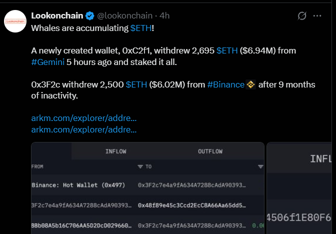 Ethereum Whales Accumulate More ETH for Staking