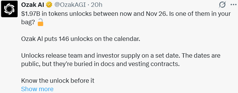 Latest Ozak AI News: $1.97B Token Unlocks Ahead Latest Ozak AI News: $1.97B Token Unlocks Ahead