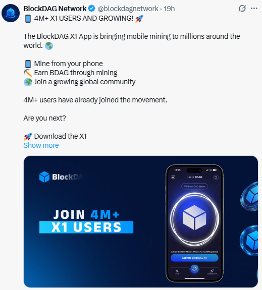  X1 mobile mining app has crossed 4 million users