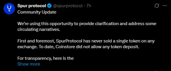 Spur Protocol Delisitng From Coinstore