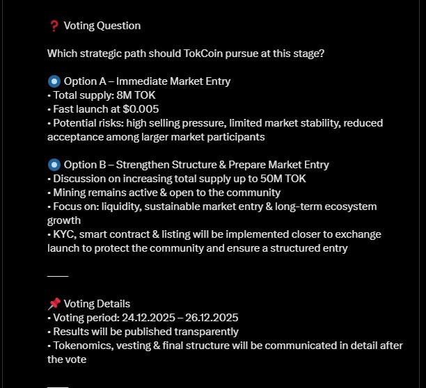 Tok Coin Listing Date Delay: Community Vote Tok Coin Listing Date Delay: Community Vote