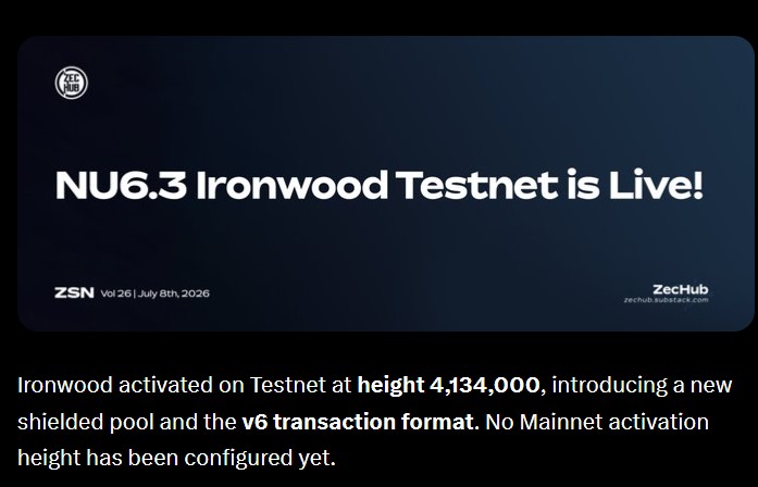 Zcash Ironwood Testnet Zcash Ironwood Testnet
