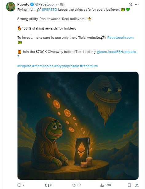 Pepeto official Post on X account Pepeto official Post on X account