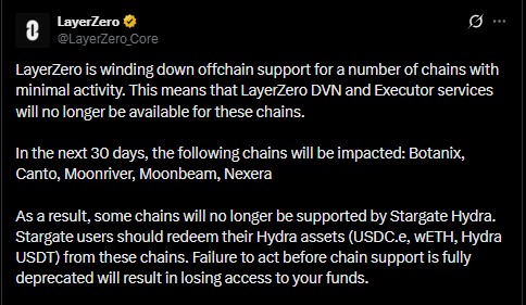 LayerZero Winds Down Support