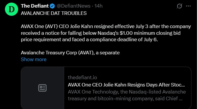 A Nasdaq-listed Avalanche treasury firm just lost its chief executive A Nasdaq-listed Avalanche treasury firm just lost its chief executive
