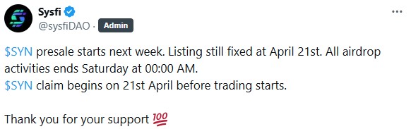 SysFi Airdrop Ends and Presale Update SysFi Airdrop Ends and Presale Update