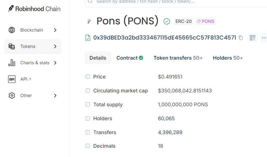the Robinhood Chain explorer 