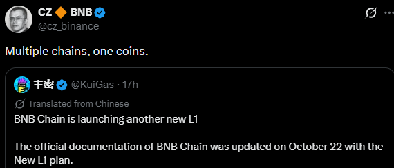 BNB Chain New L1 X Post BNB Chain New L1 X Post