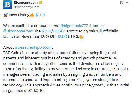 upcoming Biconomy listing of treasure ship coin