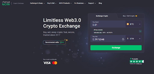  ChangeNOW fast anonymous cryptocurrency exchange with 1400 assets and 2-minute average swap execution