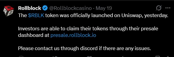 Rollblock Uniswap listing Rollblock Uniswap listing
